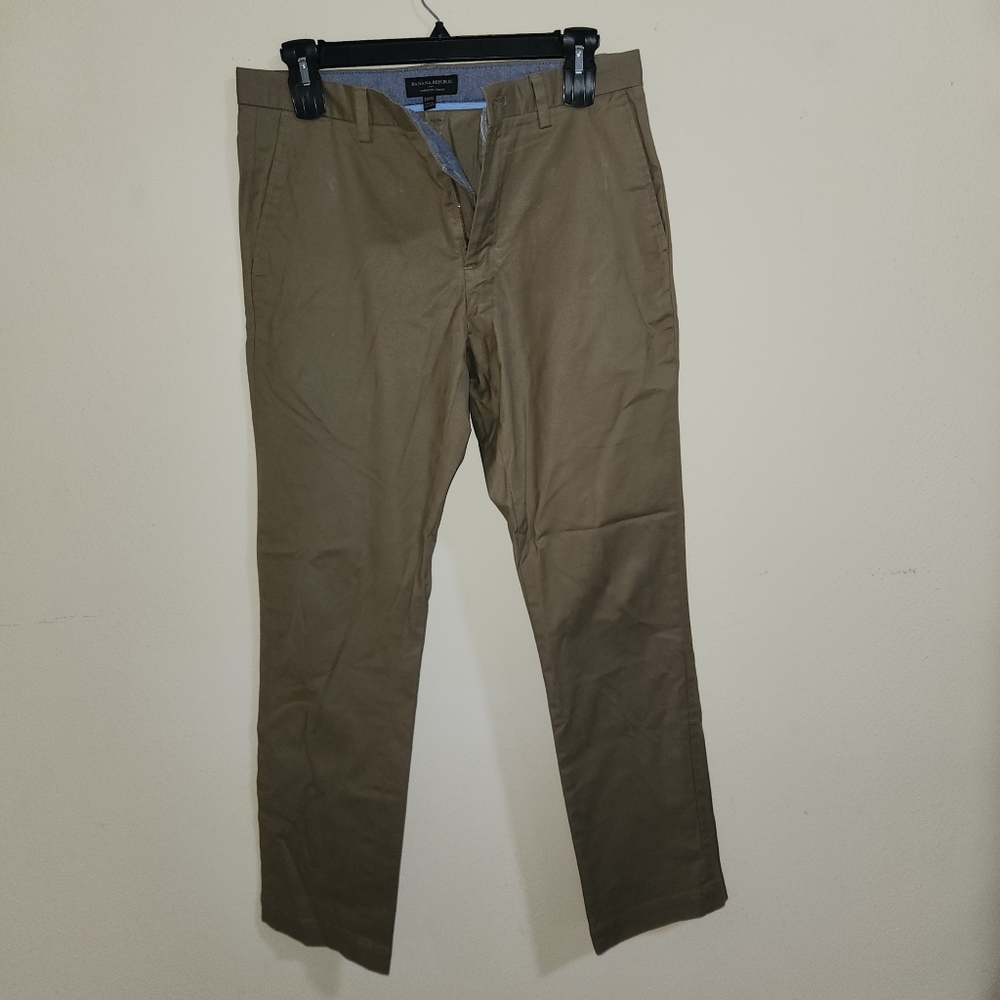 Banana Republic Emerson Chino‎ Mens 33x32 Khaki Brown Straight Fit Pants
